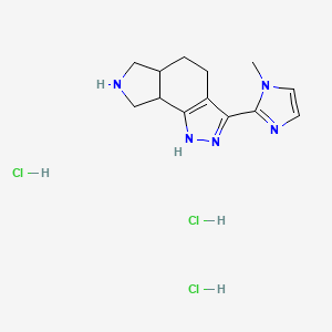 molecular formula C13H20Cl3N5 B1443530 3-(1-Methyl-1H-imidazol-2-yl)-2,4,5,5a,6,7,8,8a-octahydro-pyrrolo[3,4-g]indazole trihydrochloride CAS No. 1361113-77-0
