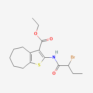 molecular formula C16H22BrNO3S B1443533 Ethyl 2-[(2-bromobutanoyl)amino]-5,6,7,8-tetrahydro-4H-cyclohepta[b]thiophene-3-carboxylate CAS No. 1365963-56-9