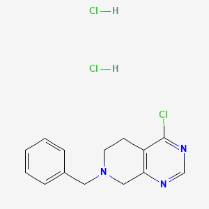 molecular formula C14H16Cl3N3 B1443535 7-Benzyl-4-chloro-5,6,7,8-tetrahydropyrido[3,4-d]pyrimidine dihydrochloride CAS No. 1255099-37-6