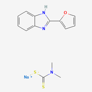 molecular formula C14H14N3NaOS2 B14435365 Sodium dimethyldithiocarbamate, mixted with fuberidazole CAS No. 80123-71-3