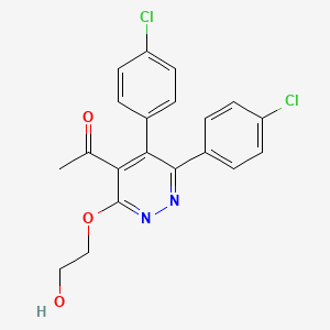 molecular formula C20H16Cl2N2O3 B14435428 Ethanol, 2-((4-acetyl-5,6-bis(p-chlorophenyl)-3-pyridazinyl)oxy)- CAS No. 78613-00-0