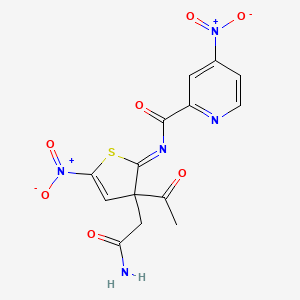 molecular formula C14H11N5O7S B14435440 N-Acetyl-2-((3-nitrobenzoyl)imino)-5-nitro-3(2H)-thiazoleacetamide CAS No. 79798-92-8