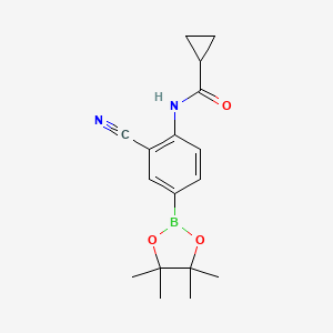 molecular formula C17H21BN2O3 B1443545 (2-Cyano-4-(4,4,5,5-tetramethyl-1,3,2-dioxaborolan-2-yl)phenyl)cyclopropanecarboxamide CAS No. 1403248-60-1
