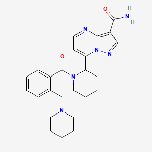 molecular formula C25H30N6O2 B1443551 7-[1-[2-(Piperidin-1-ylmethyl)benzoyl]piperidin-2-yl]pyrazolo[1,5-a]pyrimidine-3-carboxamide CAS No. 1361118-64-0