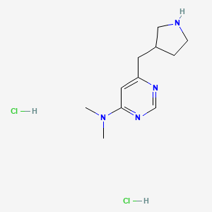 molecular formula C11H20Cl2N4 B1443552 Dimethyl-(6-pyrrolidin-3-ylmethyl-pyrimidin-4-yl)-amine dihydrochloride CAS No. 1361112-02-8