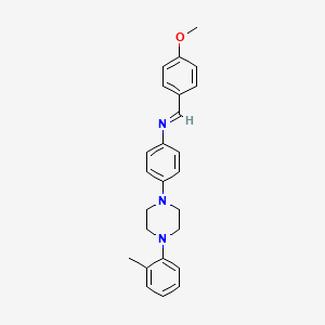 molecular formula C25H27N3O B14435549 N-((4-Methoxyphenyl)methylene)-4-(4-(2-methylphenyl)-1-piperazinyl)benzenamine CAS No. 78932-96-4