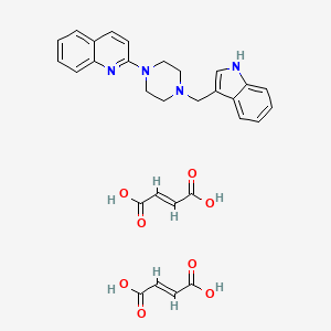 molecular formula C30H30N4O8 B14435581 Quinoline, 2-(4-(3-indolylmethyl)-1-piperazinyl)-, dimaleate CAS No. 75410-87-6