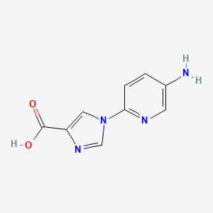 molecular formula C9H8N4O2 B1443560 1-(5-aminopyridin-2-yl)-1H-imidazole-4-carboxylic acid CAS No. 1955541-35-1