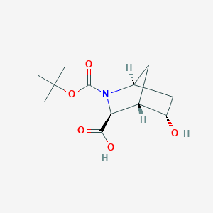 molecular formula C12H19NO5 B1443563 (1s,3s,4s,5s)-Rel-2-boc-5-hydroxy-2-azabicyclo[2.2.1]heptane-3-carboxylic acid CAS No. 1250884-84-4