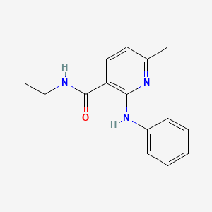 molecular formula C15H17N3O B14435700 Nicotinamide, 2-anilino-N-ethyl-6-methyl- CAS No. 78593-73-4