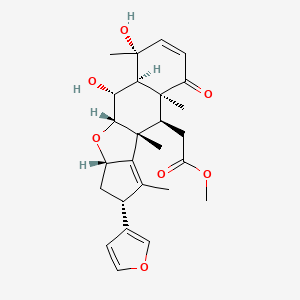 molecular formula C26H32O7 B14435746 methyl 2-[(1S,2R,3S,4R,8S,9S,10R,13R,15S)-13-(furan-3-yl)-2,4-dihydroxy-4,8,10,12-tetramethyl-7-oxo-16-oxatetracyclo[8.6.0.03,8.011,15]hexadeca-5,11-dien-9-yl]acetate CAS No. 78916-53-7