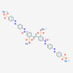molecular formula C38H24N8Na4O14S4 B144358 Benzenesulfonic acid, 2,2'-(1,2-ethenediyl)bis(5-((4-((4-sulfophenyl)azo)phenyl)azoxy)-, tetrasodium salt CAS No. 129916-44-5