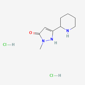 molecular formula C9H17Cl2N3O B1443582 2-Methyl-5-piperidin-2-yl-2H-pyrazol-3-ol dihydrochloride CAS No. 1229626-81-6