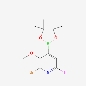molecular formula C12H16BBrINO3 B1443583 2-Bromo-6-iodo-3-methoxy-4-(4,4,5,5-tetramethyl-1,3,2-dioxaborolan-2-yl)pyridine CAS No. 2096996-92-6