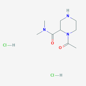 molecular formula C9H19Cl2N3O2 B1443585 1-acetyl-N,N-dimethylpiperazine-2-carboxamide dihydrochloride CAS No. 1361111-54-7