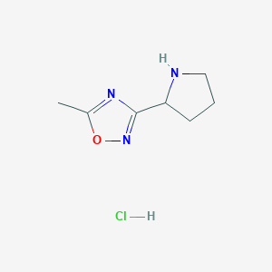 molecular formula C7H12ClN3O B1443587 5-Methyl-3-(pyrrolidin-2-yl)-1,2,4-oxadiazole hydrochloride CAS No. 1361116-53-1