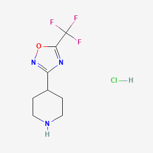molecular formula C8H11ClF3N3O B1443588 4-[5-(Trifluoromethyl)-1,2,4-oxadiazol-3-yl]piperidine hydrochloride CAS No. 1351499-82-5
