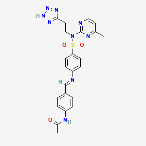 molecular formula C23H23N9O3S B14436004 Acetamide, N-(4-(((4-(((4-methyl-2-pyrimidinyl)(2-(1H-tetrazol-5-yl)ethyl)amino)sulfonyl)phenyl)imino)methyl)phenyl)- CAS No. 78311-77-0