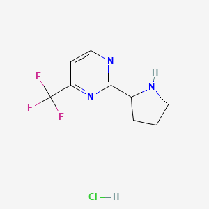 molecular formula C10H13ClF3N3 B1443606 4-甲基-2-(吡咯烷-2-基)-6-(三氟甲基)嘧啶盐酸盐 CAS No. 1361114-66-0