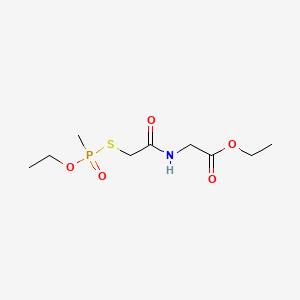 molecular formula C9H18NO5PS B14436073 Glycine, N-(((ethoxymethylphosphinyl)thio)acetyl)-, ethyl ester, (R)- CAS No. 79548-51-9