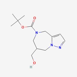 molecular formula C13H21N3O3 B1443608 7-Hydroxymethyl-7,8-dihydro-4H,6H-1,5,8a-triaza-azulene-5-carboxylic acid tert-butyl ester CAS No. 1251014-84-2
