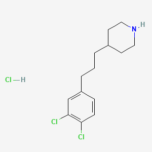 molecular formula C14H20Cl3N B14436151 Piperidine, 4-(3-(3,4-dichlorophenyl)propyl)-, hydrochloride CAS No. 76000-02-7