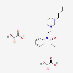 molecular formula C23H35N3O9 B14436158 N-[2-(3-butyl-1,3-diazinan-1-yl)ethyl]-N-phenylpropanamide;oxalic acid CAS No. 77869-77-3
