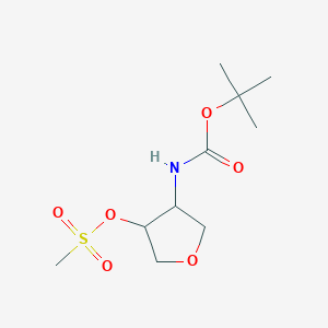 molecular formula C10H19NO6S B1443618 4-(叔丁氧羰基氨基)四氢呋喃-3-基甲磺酸酯 CAS No. 1391732-77-6