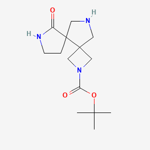 molecular formula C14H23N3O3 B1443623 6-Oxo-2,7,11-triaza-dispiro[3.0.4.3]dodecane-2-carboxylic acid tert-butyl ester CAS No. 1341037-07-7