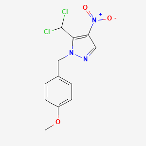 molecular formula C12H11Cl2N3O3 B1443642 5-(Dichloromethyl)-1-(4-methoxybenzyl)-4-nitro-1H-pyrazole CAS No. 1380571-62-9