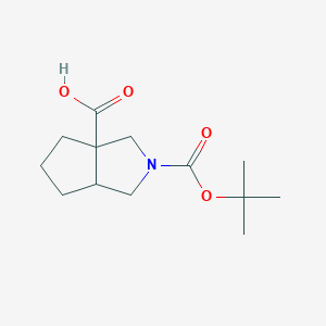 molecular formula C13H21NO4 B1443652 2-(Tert-butoxycarbonyl)octahydrocyclopenta[c]pyrrole-3a-carboxylic acid CAS No. 1314394-96-1