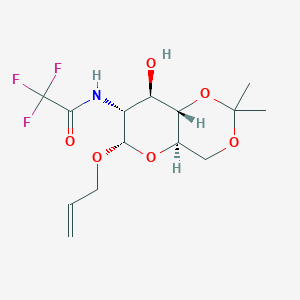 molecular formula C14H20F3NO6 B144366 Allyl 2-deoxy-4,6-O-isopropylidene-2-(trifluoroacetamido)-a-D-glucopyranoside CAS No. 139629-59-7