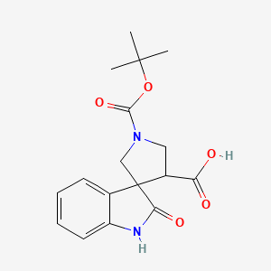 molecular formula C17H20N2O5 B1443669 1'-(tert-Butoxycarbonyl)-2-oxospiro[indoline-3,3'-pyrrolidine]-4'-carboxylic acid CAS No. 1251011-21-8