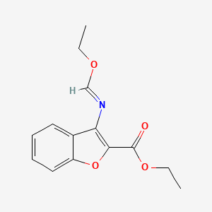 molecular formula C14H15NO4 B14436700 Ethyl 3-[(E)-(ethoxymethylidene)amino]-1-benzofuran-2-carboxylate CAS No. 75746-17-7