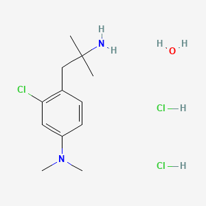 molecular formula C12H23Cl3N2O B14436809 Phenethylamine, 2-chloro-alpha,alpha-dimethyl-4-dimethylamino-, dihydrochloride, hydrate CAS No. 74051-04-0