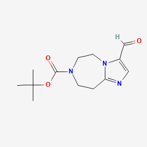 molecular formula C13H19N3O3 B1443682 3-Formyl-5,6,8,9-tetrahydro-imidazo[1,2-a][1,4]diazepine-7-carboxylic acid tert-butyl ester CAS No. 1251000-44-8