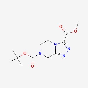 molecular formula C12H18N4O4 B1443685 7-tert-butyl 3-methyl 5,6-dihydro-[1,2,4]triazolo[4,3-a]pyrazine-3,7(8H)-dicarboxylate CAS No. 1425334-80-0
