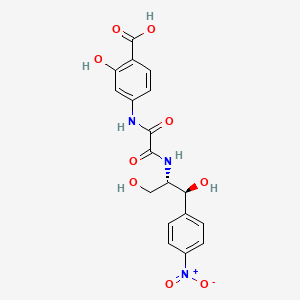 molecular formula C18H17N3O9 B14436910 Salicylic acid, 4-(N(sup 2)-(1,3-dihydroxy-2-(p-nitrophenyl)-2-propyl)oxamido)-, L-threo-, (+)- CAS No. 76508-93-5