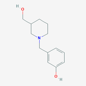 molecular formula C13H19NO2 B1443707 3-{[3-(Hydroxymethyl)piperidin-1-yl]methyl}phenol CAS No. 90287-71-1