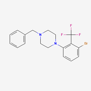 molecular formula C18H18BrF3N2 B1443722 1-Benzyl-4-(3-bromo-2-(trifluoromethyl)-phenyl)piperazine CAS No. 1707392-14-0