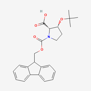 molecular formula C24H27NO5 B1443723 (2S,3R)-3-(tert-butoxy)-1-[(9H-fluoren-9-ylmethoxy)carbonyl]pyrrolidine-2-carboxylic acid CAS No. 443899-48-7