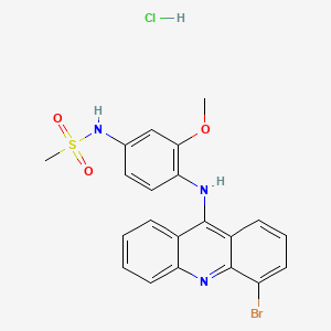 molecular formula C21H19BrClN3O3S B14437358 Methanesulfonamide, N-(4-((4-bromo-9-acridinyl)amino)-3-methoxyphenyl)-, monohydrochloride CAS No. 76708-68-4