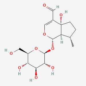 molecular formula C16H24O9 B14437372 Cyclopenta(c)pyran-4-carboxaldehyde, 1-(beta-D-glucopyranosyloxy)-1,4a,5,6,7,7a-hexahydro-4a-hydroxy-7-methyl-, (1S,4aR,7S,7aR)- CAS No. 79617-00-8