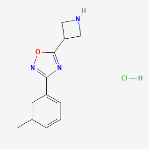molecular formula C12H14ClN3O B1443741 5-Azetidin-3-yl-3-(3-methylphenyl)-1,2,4-oxadiazole hydrochloride CAS No. 1403775-97-2