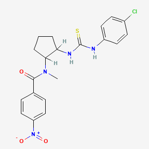molecular formula C20H21ClN4O3S B14437694 N-(2-((((4-Chlorophenyl)amino)thioxomethyl)amino)cyclopentyl)-N-methyl-4-nitrobenzamide CAS No. 77051-92-4