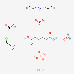 molecular formula C16H37Cl2N3O14S B14437789 N'-(2-aminoethyl)ethane-1,2-diamine;2-(chloromethyl)oxirane;formaldehyde;formic acid;hexanedioic acid;sulfuric acid;hydrochloride CAS No. 76649-46-2