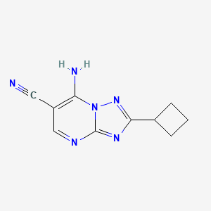 molecular formula C10H10N6 B1443785 7-氨基-2-环丁基[1,2,4]三唑并[1,5-a]嘧啶-6-腈 CAS No. 1379811-33-2