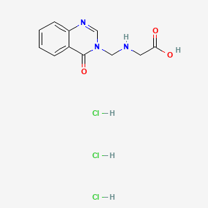 molecular formula C11H14Cl3N3O3 B14437853 Glycine, N-((4-oxo-3(4H)-quinazolinyl)methyl)-, trihydrochloride CAS No. 75159-45-4