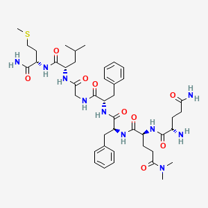 molecular formula C43H64N10O9S B14437874 Substance P (5-11), N,N-dime-gln(6)- CAS No. 75401-11-5