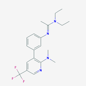 molecular formula C20H25F3N4 B1443798 N'-[3-(2-Dimethylamino-5-trifluoromethyl-pyridin-3-yl)-phenyl]-N,N-diethyl-acetamidine CAS No. 1311283-90-5